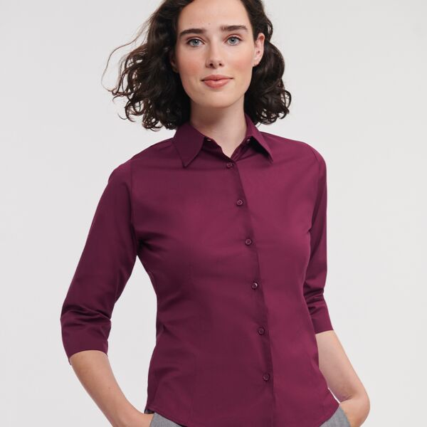 Russell Collection Ladies 3/4 Sleeve Easy Care Fitted Shirt Thumbnail